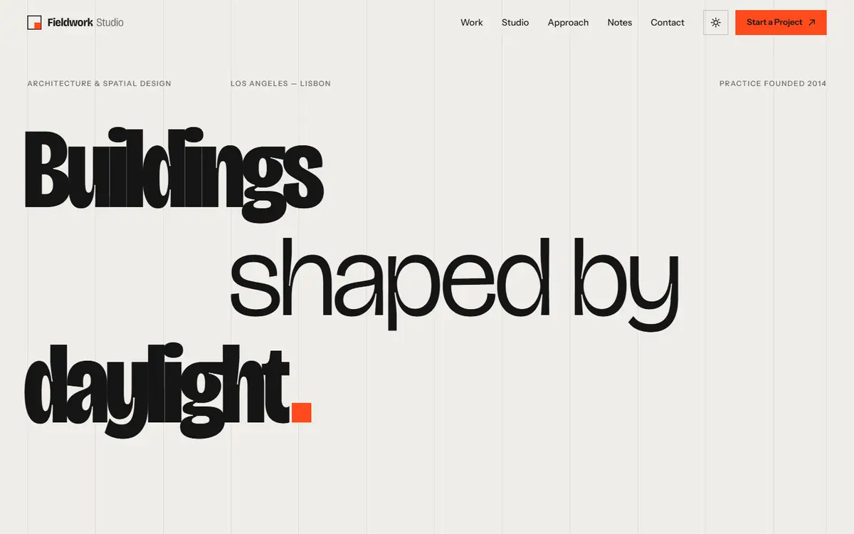 Preview of the Fieldwork Studio homepage