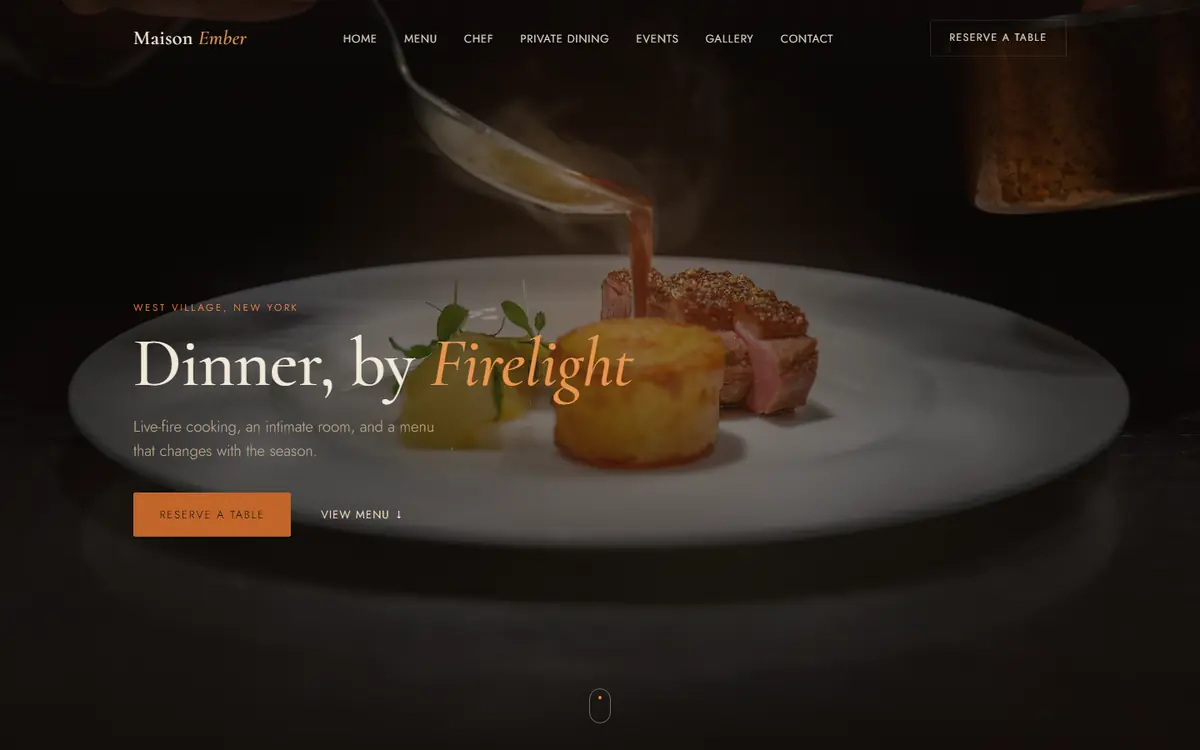 Preview of the Maison Ember homepage