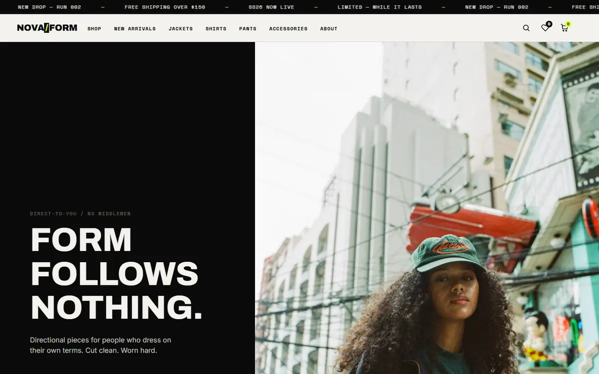 Preview of the NOVA/FORM homepage
